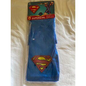 DC Supergirl Adult Gauntlets Blue Metallic Costume Accessories With Superman Log